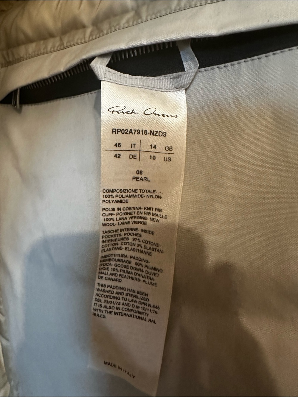 Rick Owens Oversized Puffer Jacket in Light Olive - Picture 7 of 10